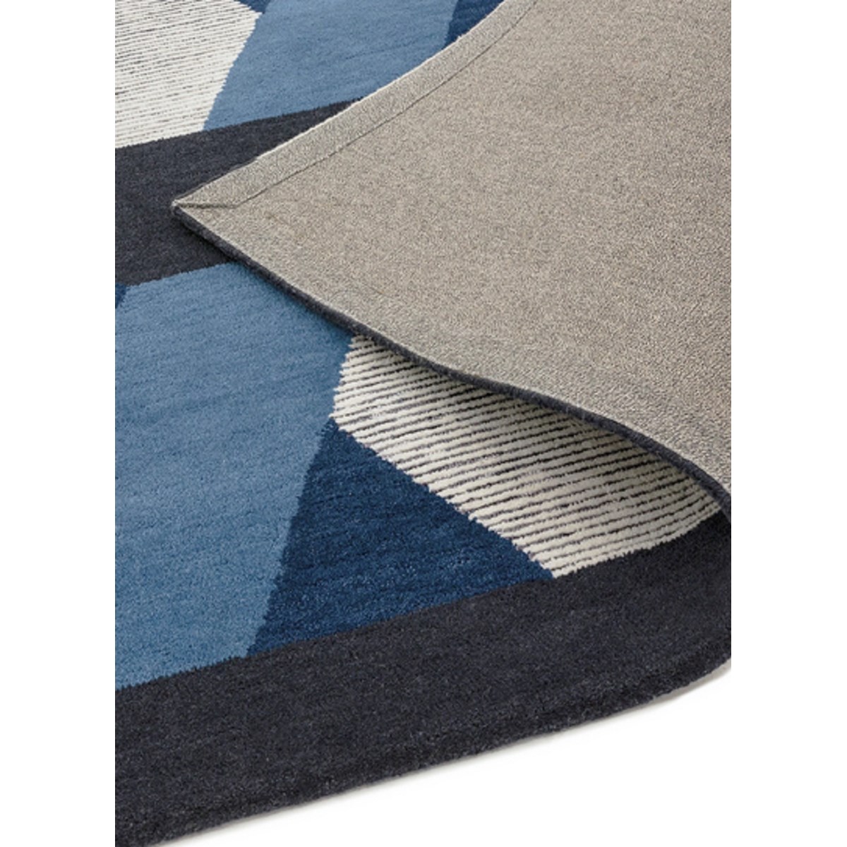Tapis salon et chambre en laine tissé plat CAMPTON bleu, NOVATREND