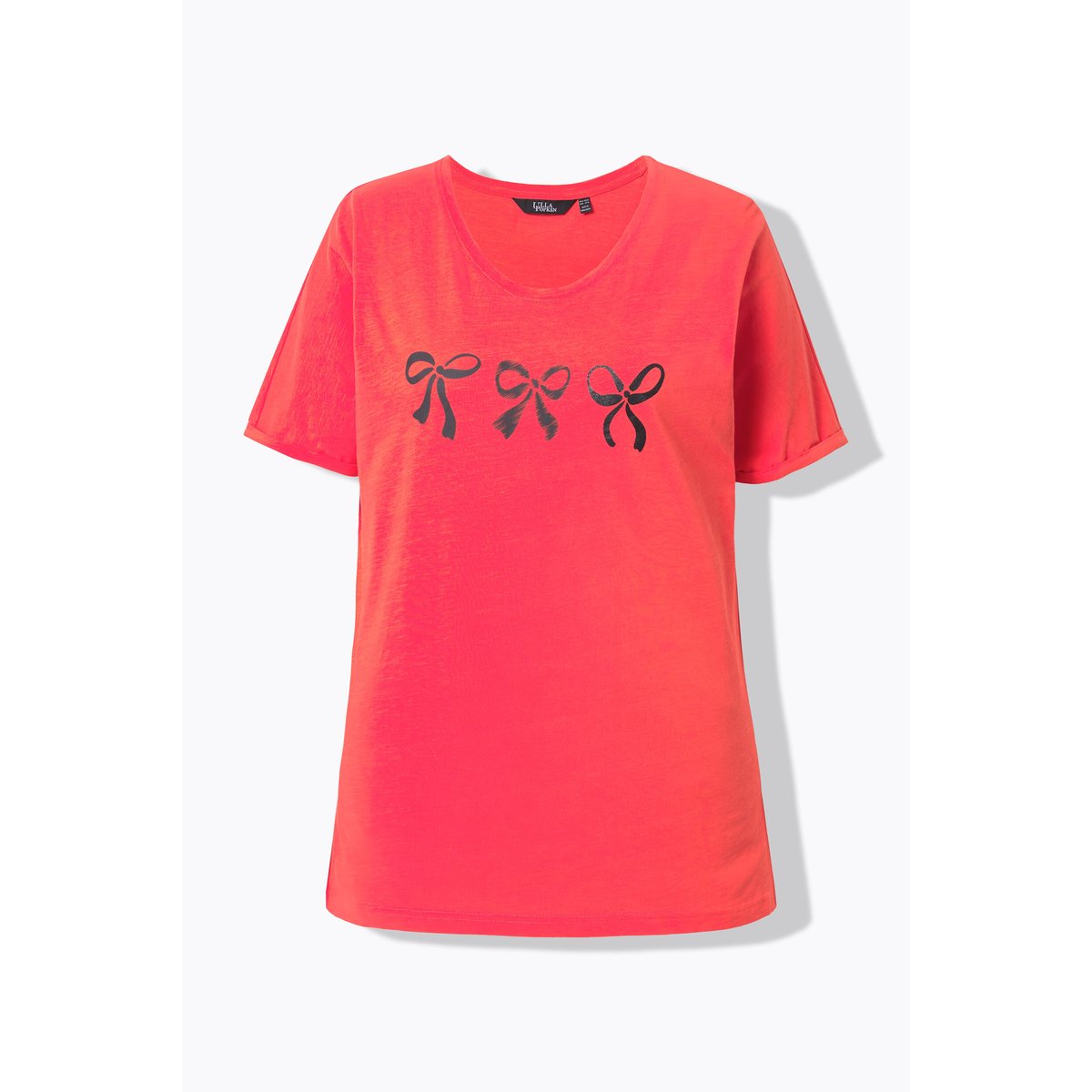 T-shirt oversize. Motif nœuds. Décolleté rouge clair, ULLA POPKEN