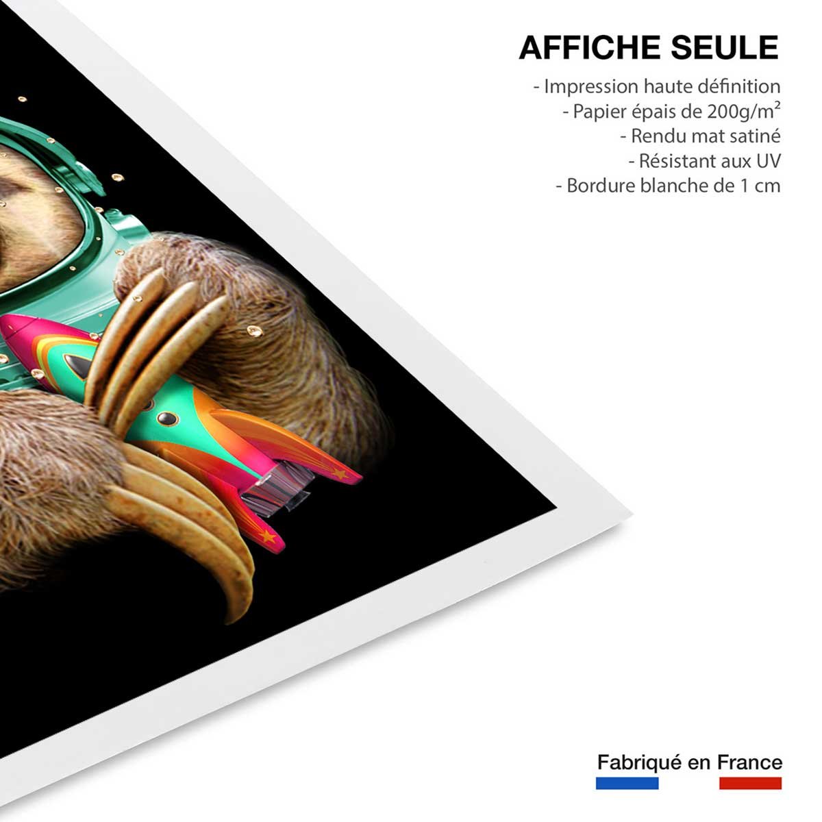 Affiche enfant spacesloth affiche seule, HEXOA