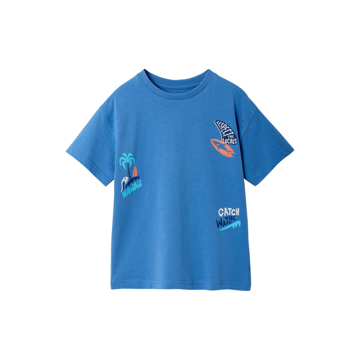 T-shirt imprimé manches courtes bleu moyen, VERTBAUDET