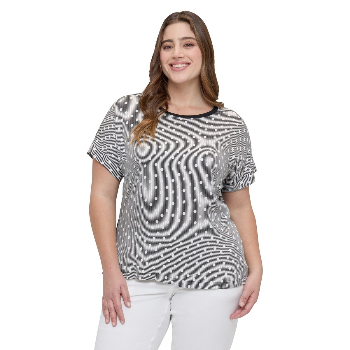 T-shirt à rayures et pois noir, FIORELLA RUBINO