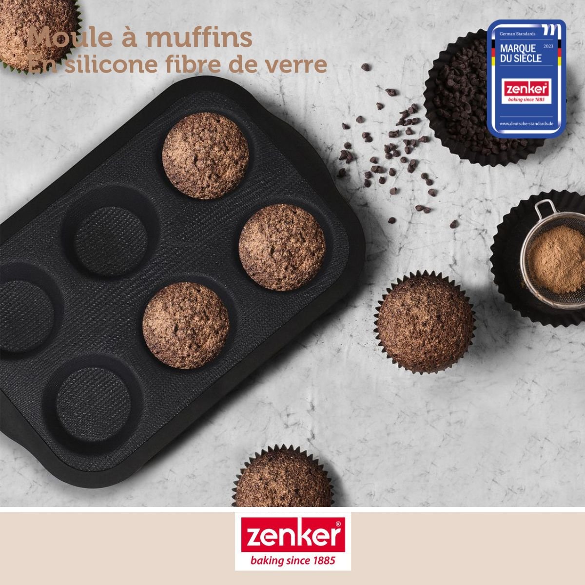 Set pâtisserie moule à 6 cupcakes, 2 bols, verre mesureur et spatule gris,noir, ZENKER