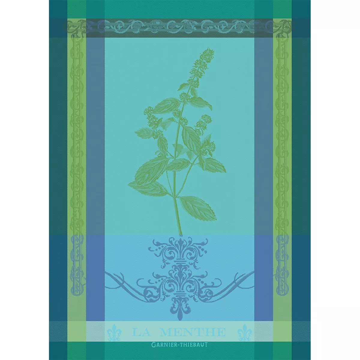Torchon pur coton BRIN DE MENTHE chlorophylle, GARNIER THIEBAUT