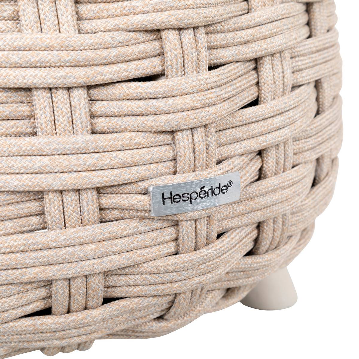 Pouf de jardin tressé en aluminium OBBAE beige lin, HESPERIDE