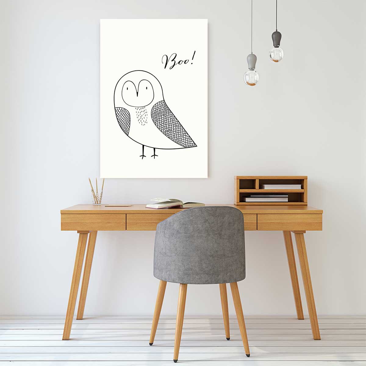 Tableau dessin hibou boo tableau alu dibond, HEXOA