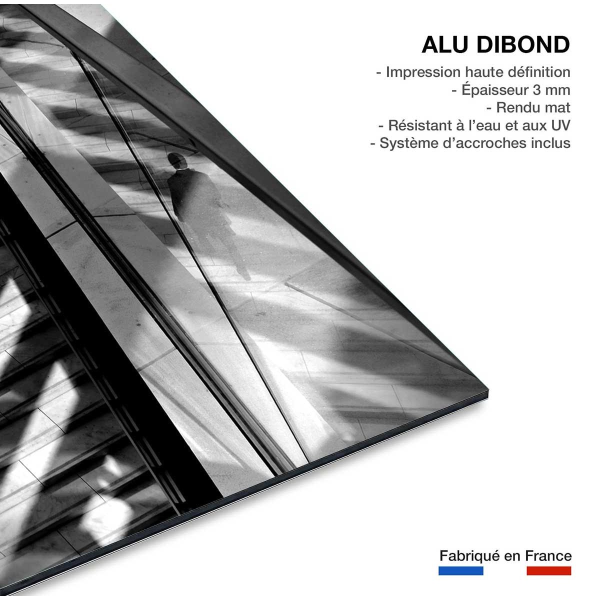 Tableau noir et blanc Jeu d'ombre tableau alu dibond, HEXOA