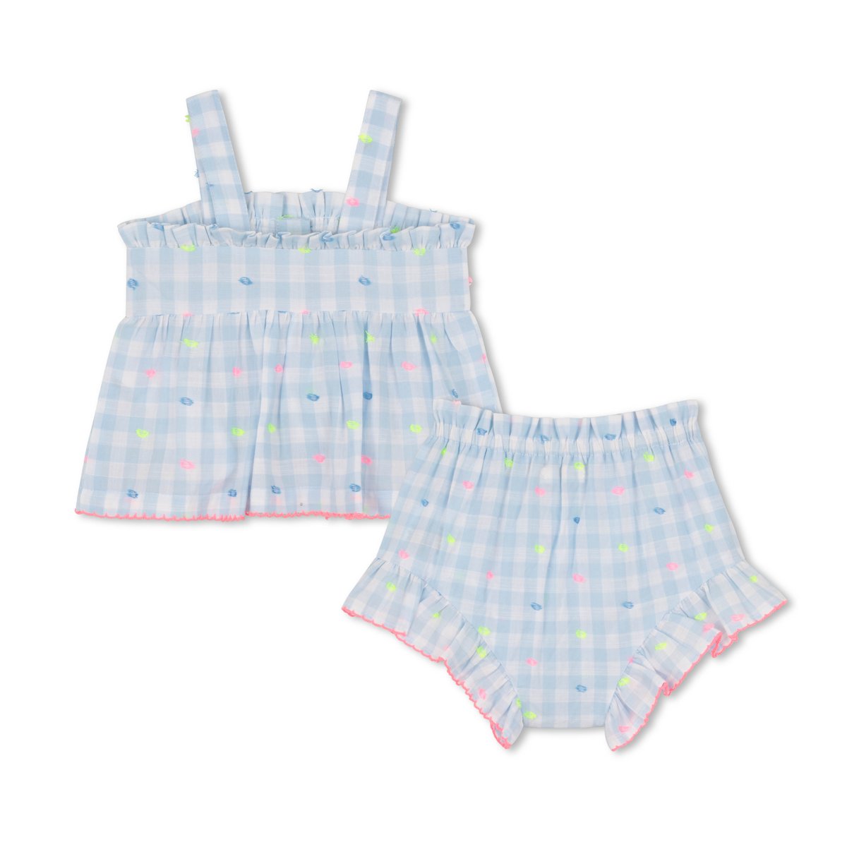 Ensemble top à bretelles et short bleu blanc, BILLIEBLUSH