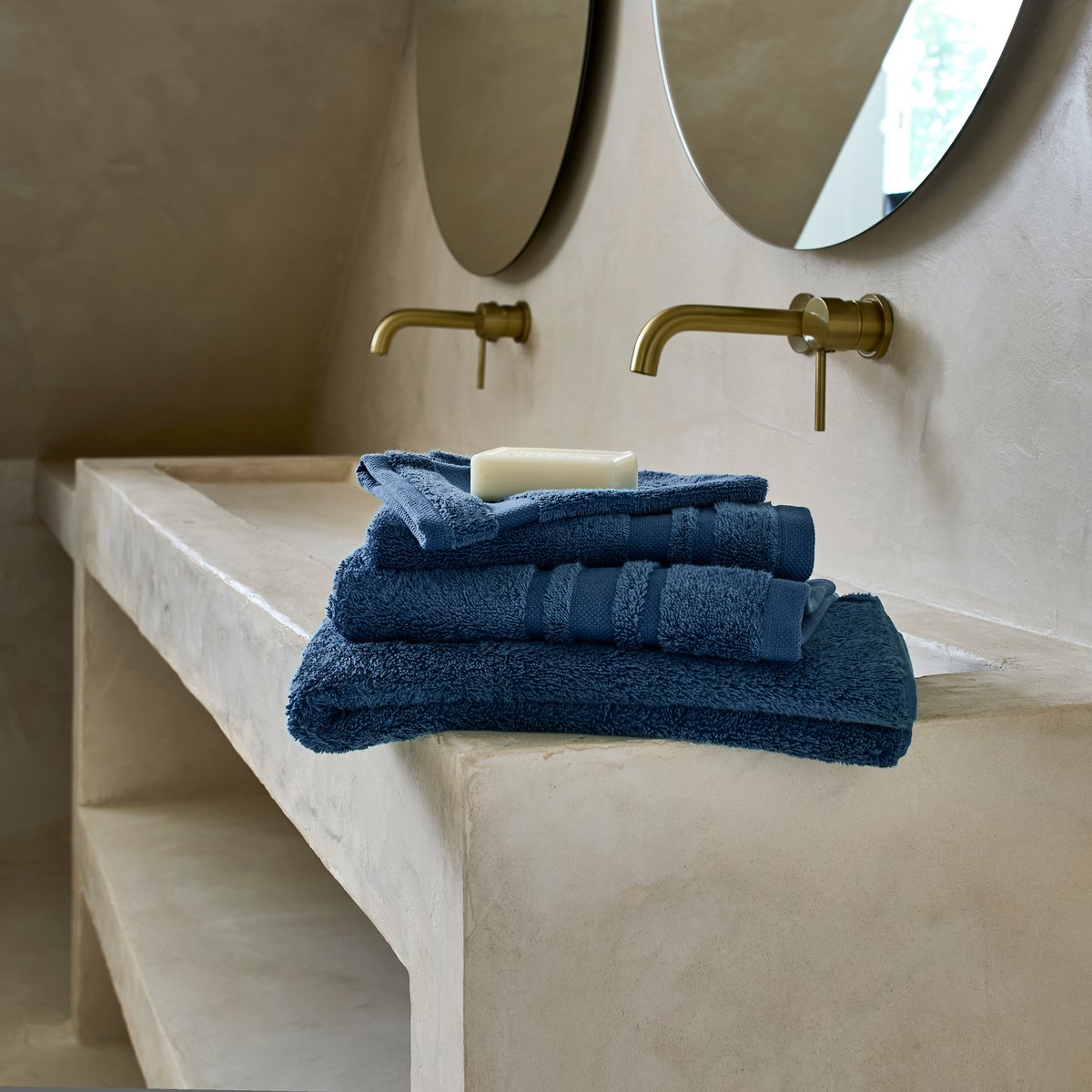 Serviette de toilette coton LOLA II encre, CARRE BLANC