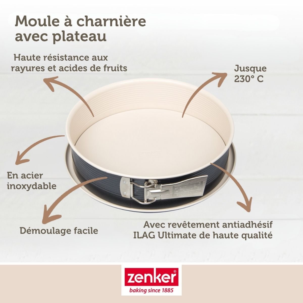 Moule à manqué à charnière Crème noir 27 cm blanc,noir, ZENKER