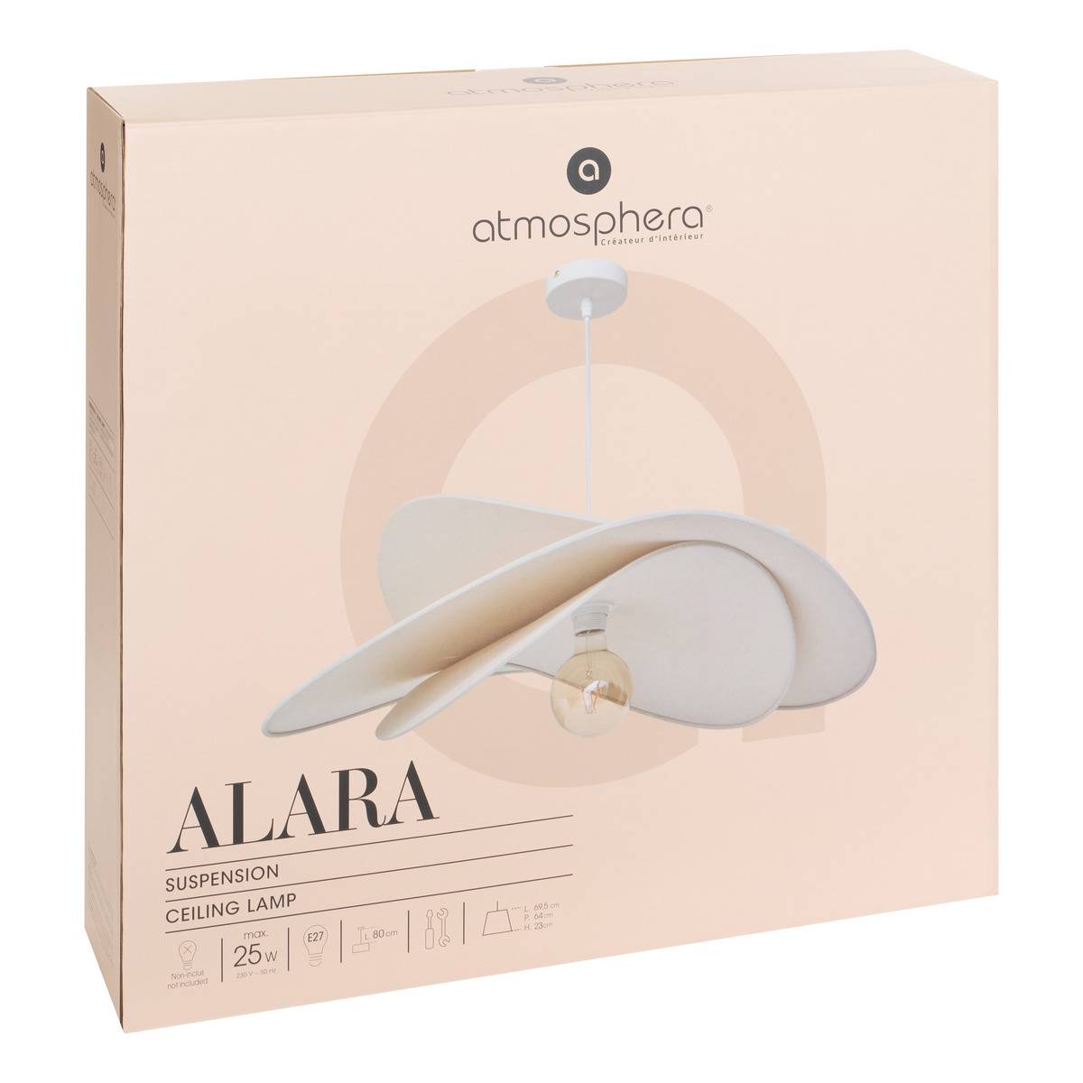 Suspension D69cm ALARA beige lin, ATMOSPHERA