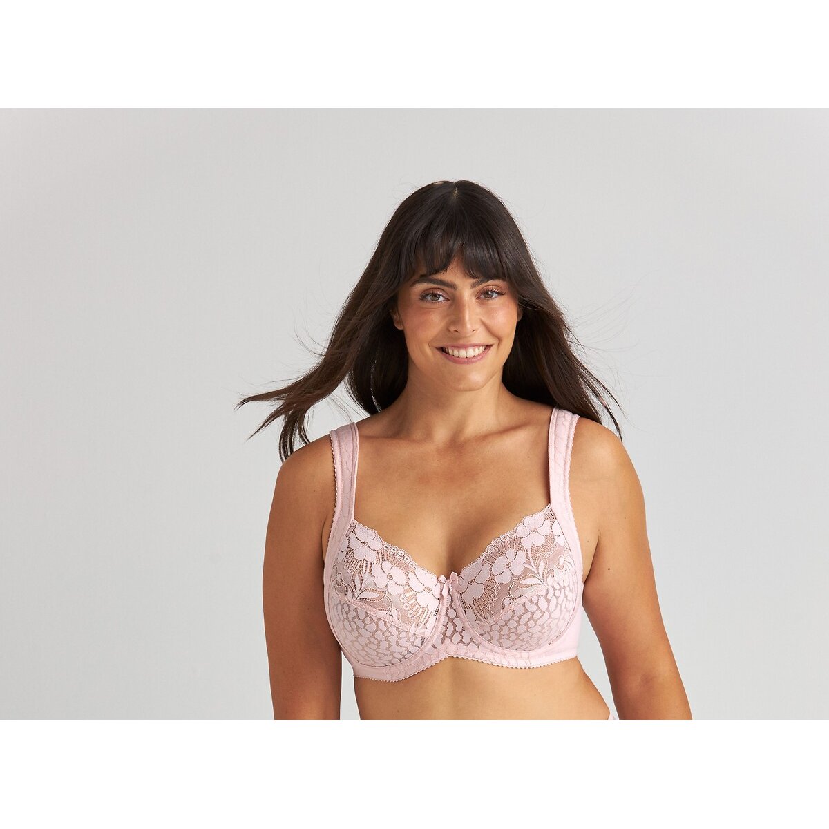 Reggiseno a coppa intera in jacquard e pizzo rosa, MISS MARY OF SWEDEN
