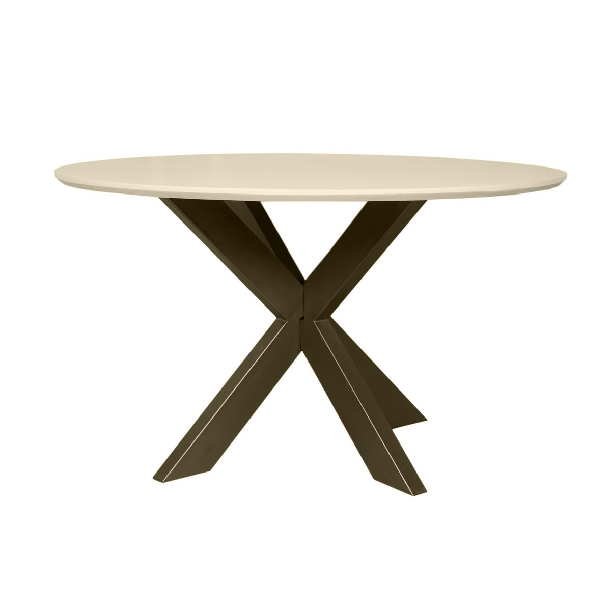 Table à manger ronde D130 cm bois/métal CORTINA beige / bronze, PIER IMPORT