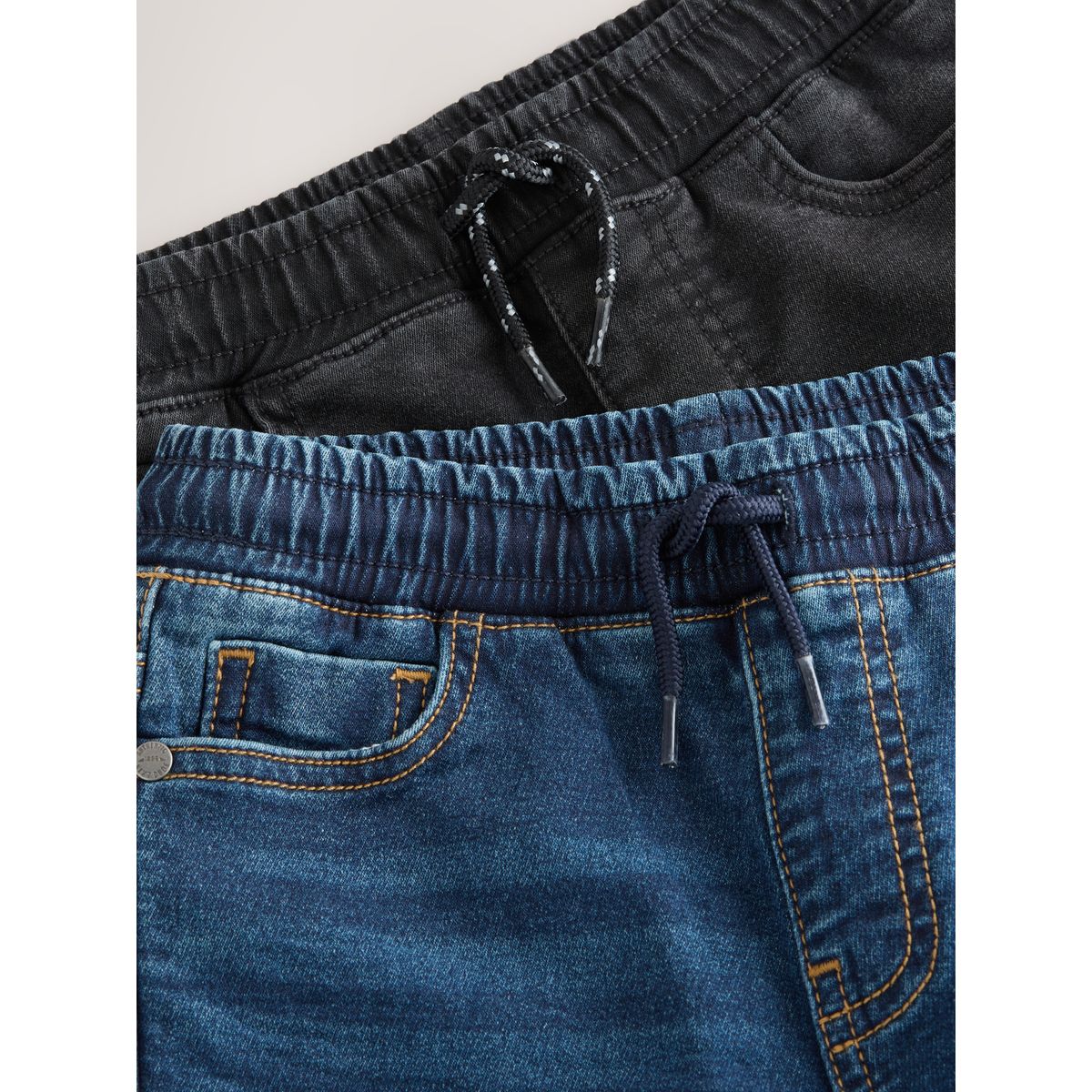 Jean stretch à taille élastique, lot de 2 noir/bleu marine, NEXT