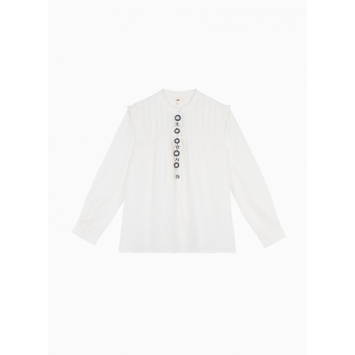 BLOUSE BIJOUX ET EPAULETTES SERENY blanc uni, AN'GE