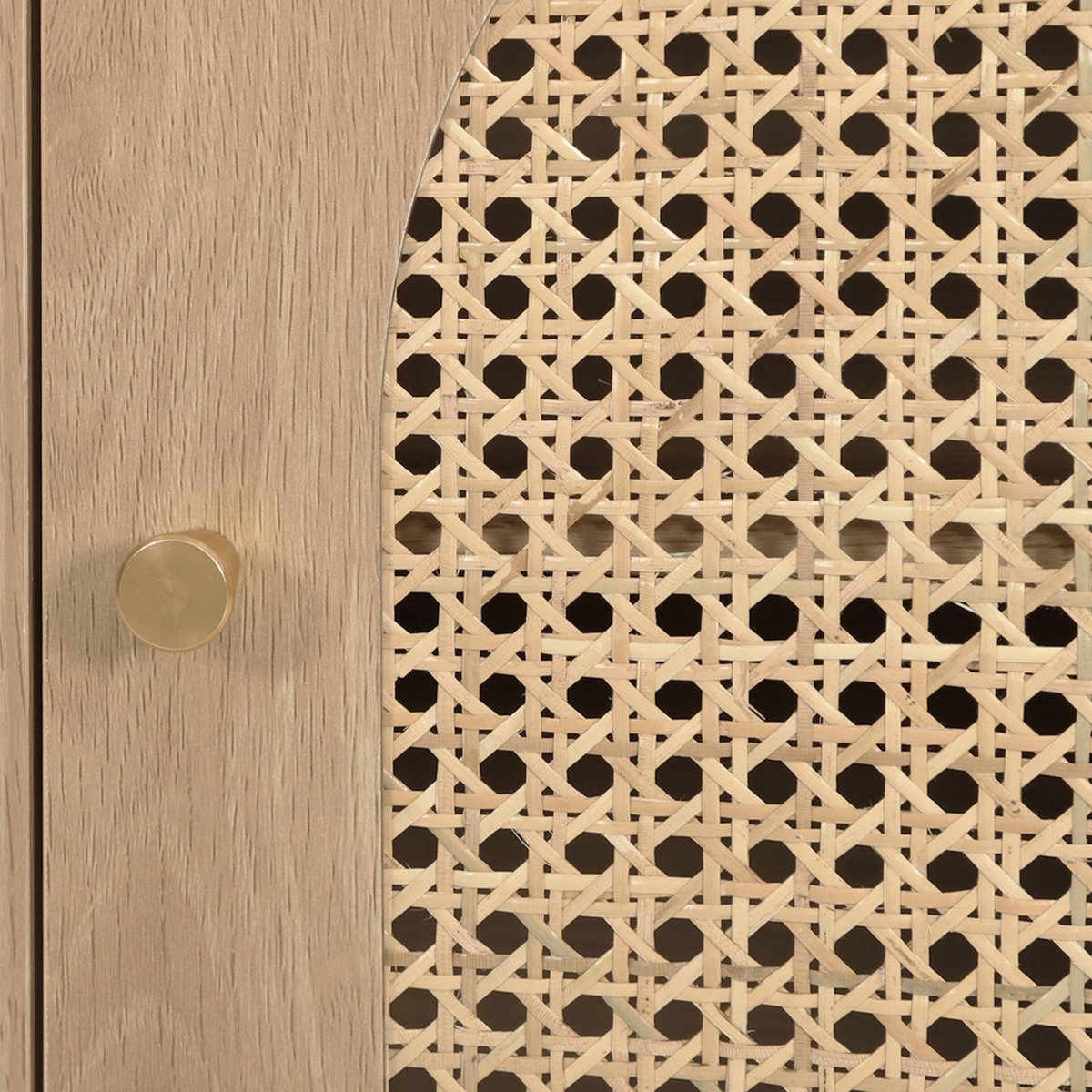 Table de chevet bois et cannage 1 porte JUDITH noyer, SWEEEK