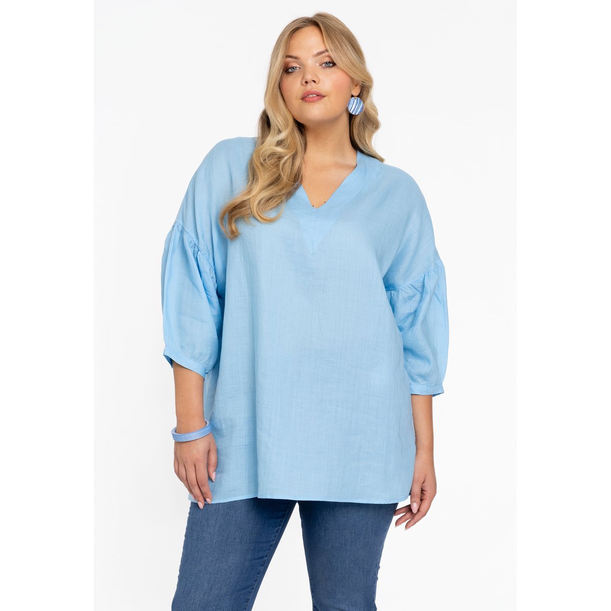 Tunique v-cou bleu clair, YOEK