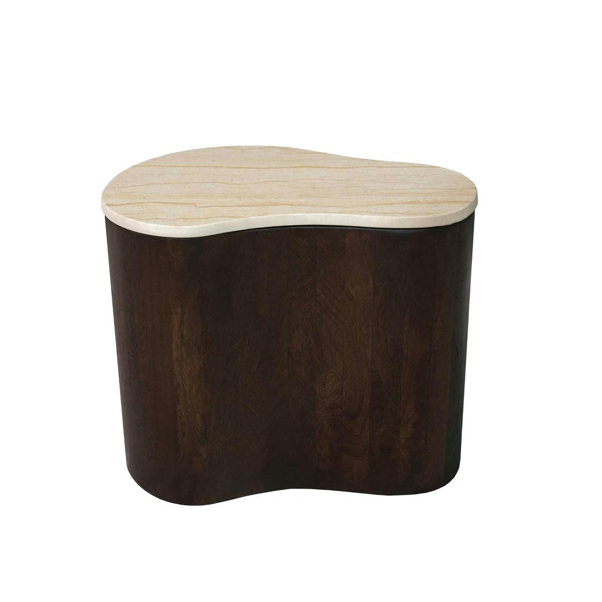 Table basse design en marbre et bois, forme organique DUOMO noir, PIER IMPORT