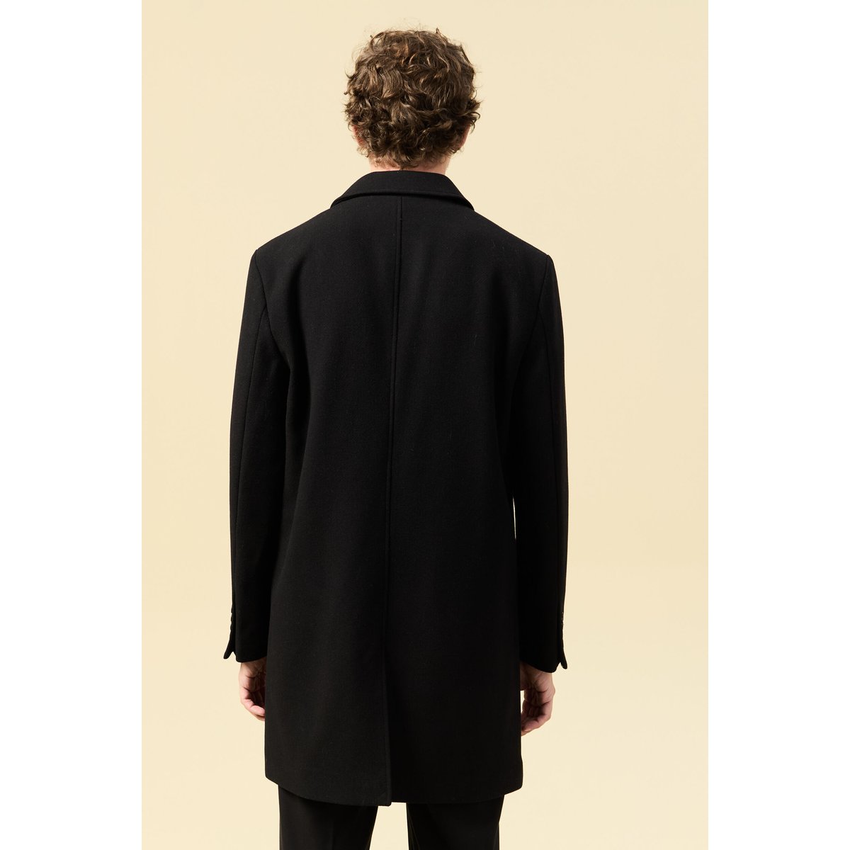 Manteau droit long manches longues noir, BONOBO