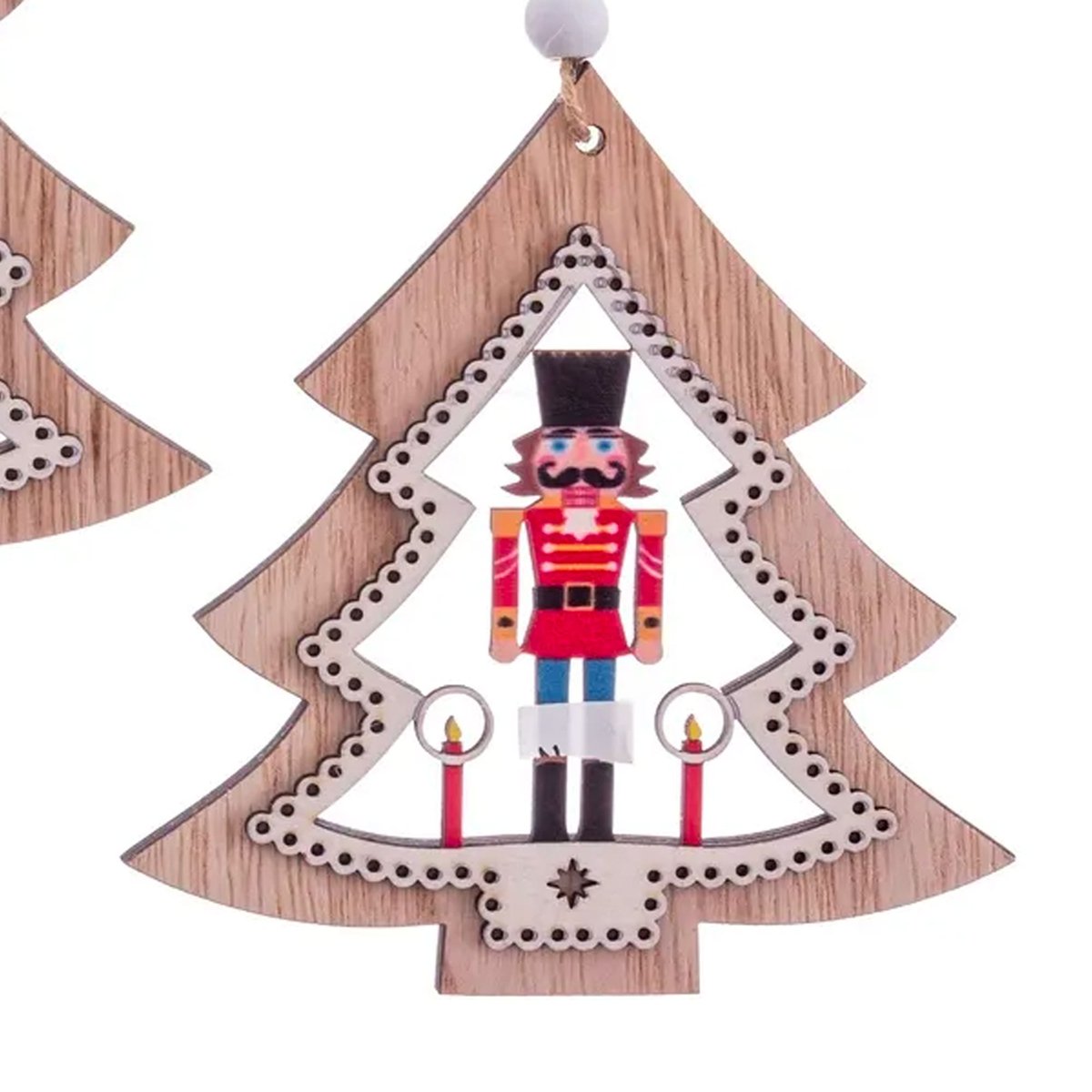 Set de 2 décorations de Noël en bois Soldats casse-noisette - 10x22cm bois, WADIGA