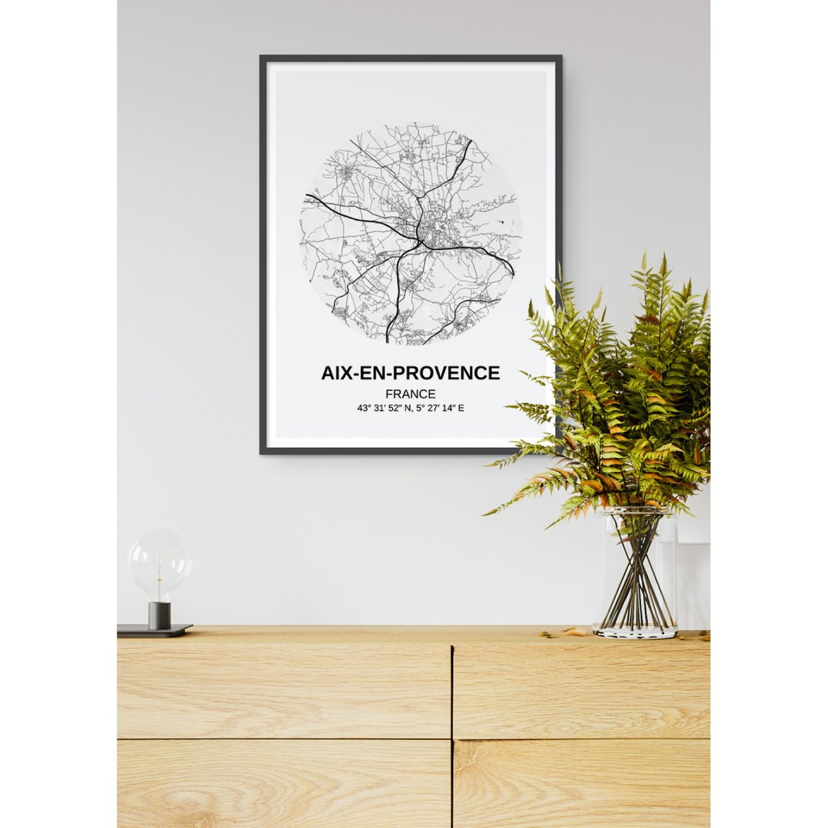 Affiche Carte Aix-en-Provence blanc, L'AFFICHERIE