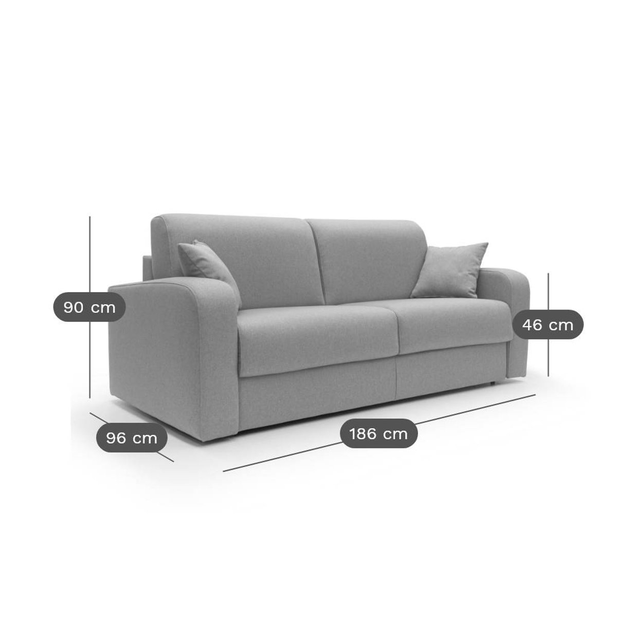 Canapé convertible tissu déhoussable - ALIZEE anthracite, CAMIF