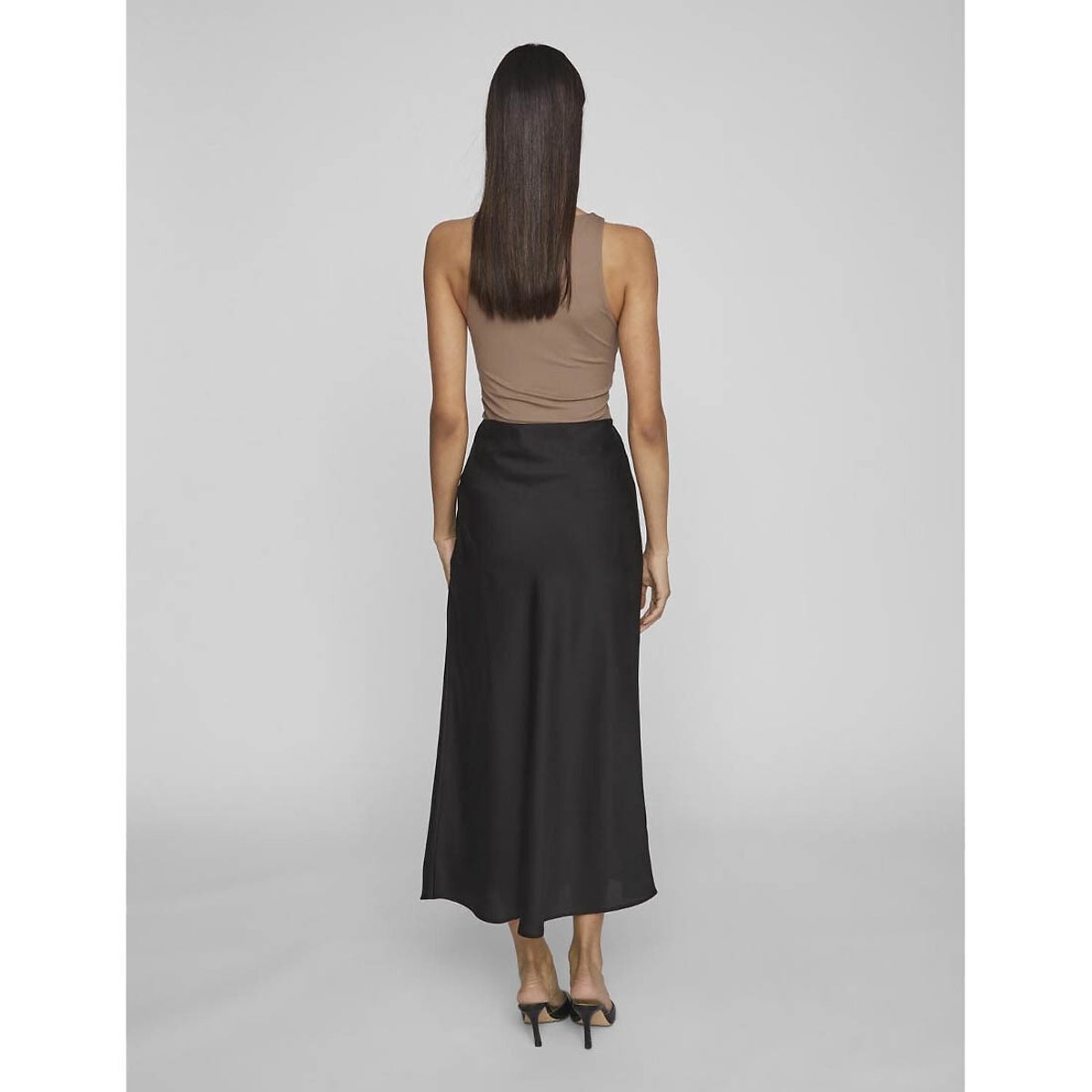 Jupe satinée, taille haute noir, VILA