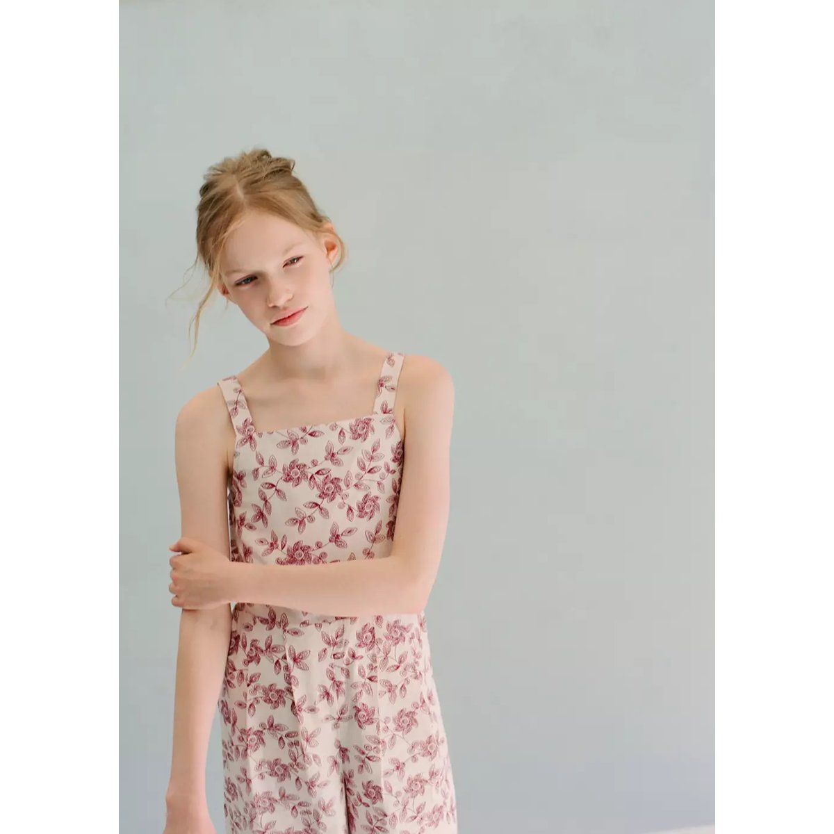 Combinaison coton en imprimé fleuri écru, MANGO KIDS