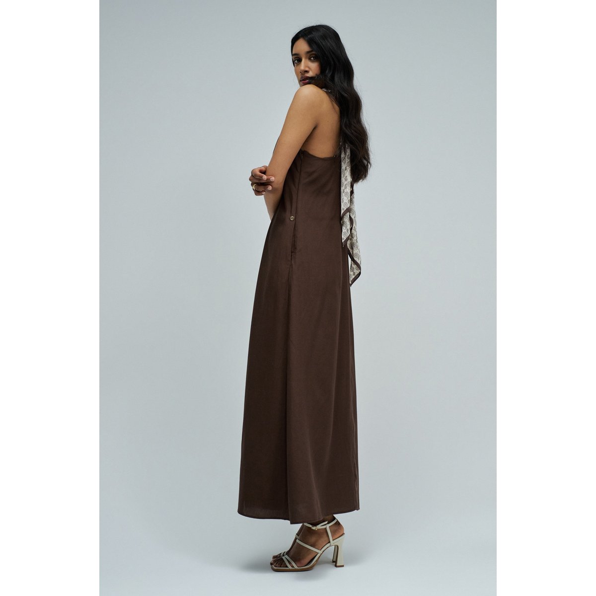 ROBE EN LIGHTDENIM AVEC LIN marron, SALSA JEANS