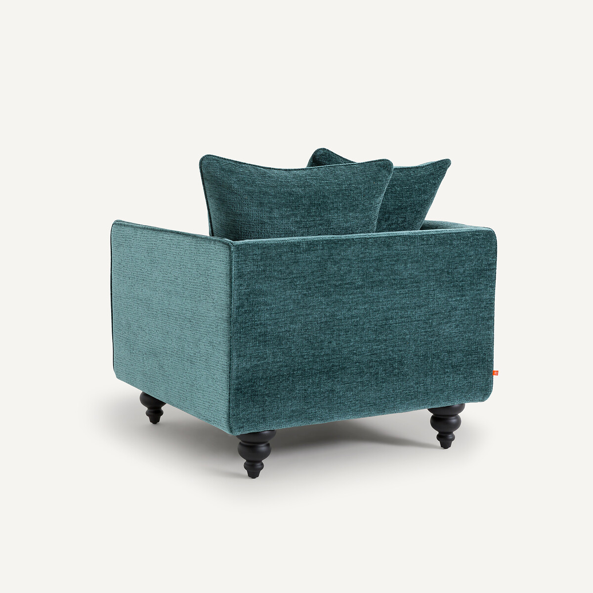Fauteuil en velours texturé, LAZARE bleu pétrole, AM.PM