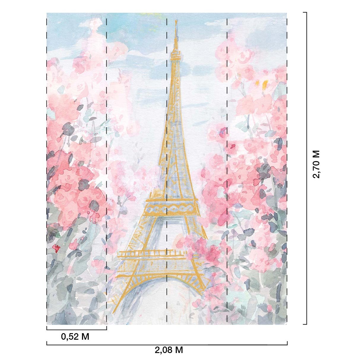 Papier peint tour eiffel en aquarelle intissé, HEXOA