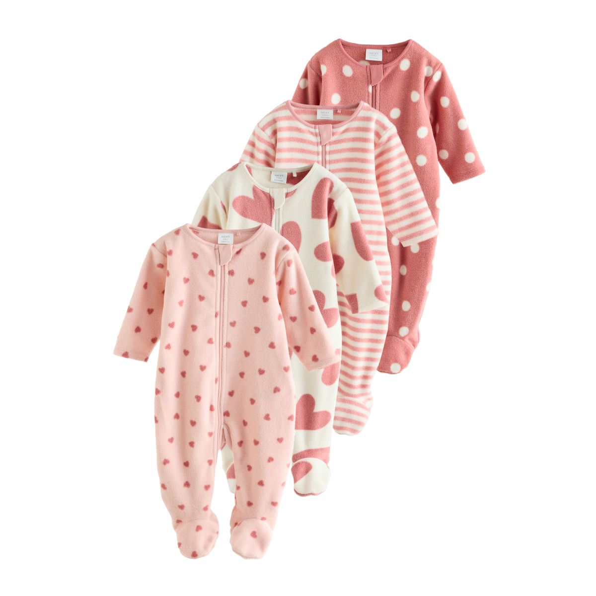 Dors-bien en micro-polaire, lot de 4 coeur rose, NEXT
