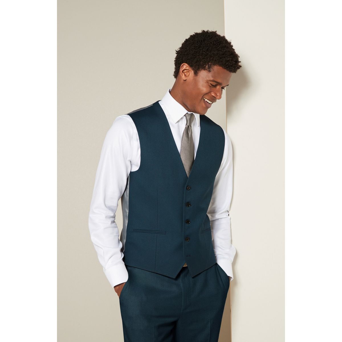 Gilet de costume texturé bleu sarcelle, NEXT