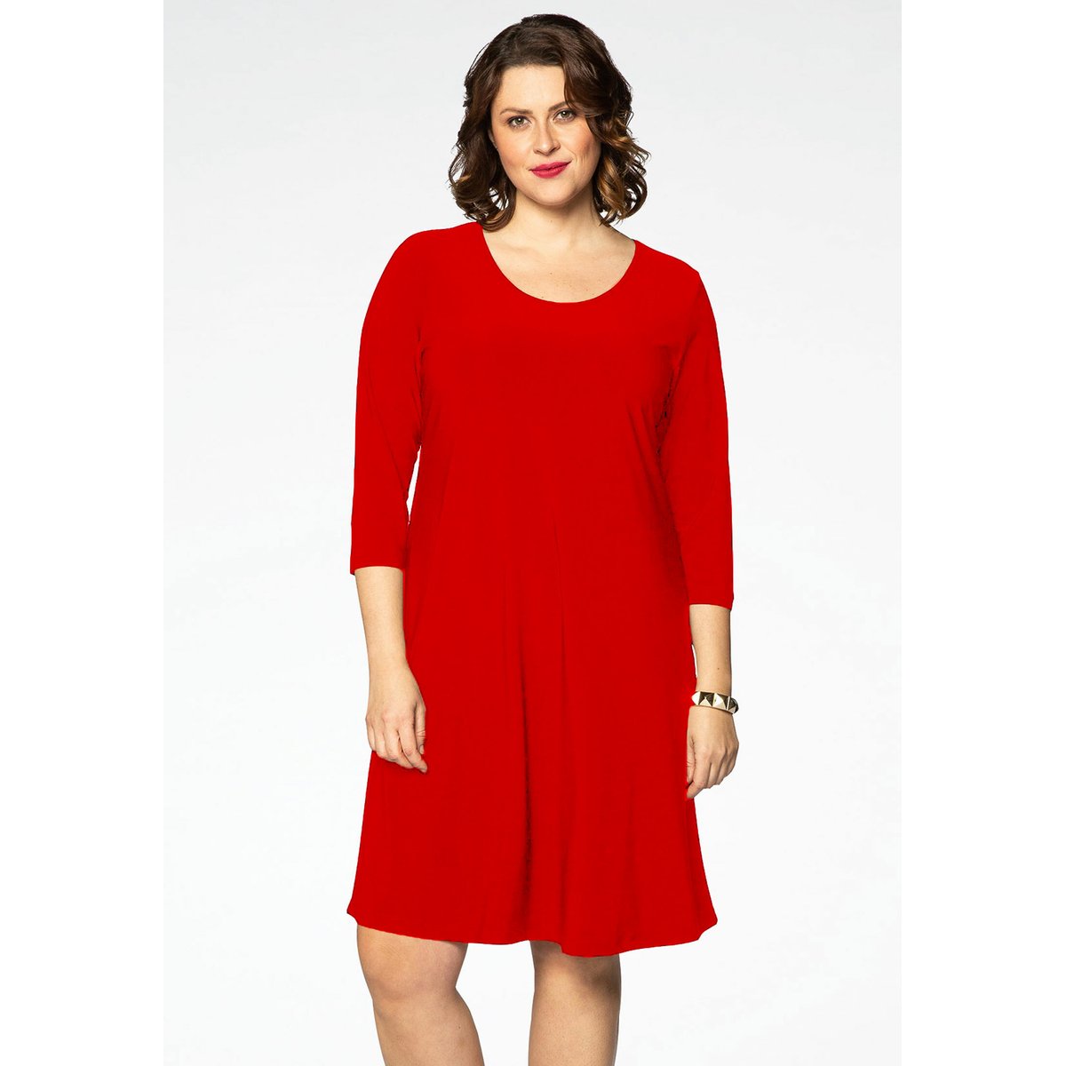 Robe manches trois-quarts rouge, YOEK