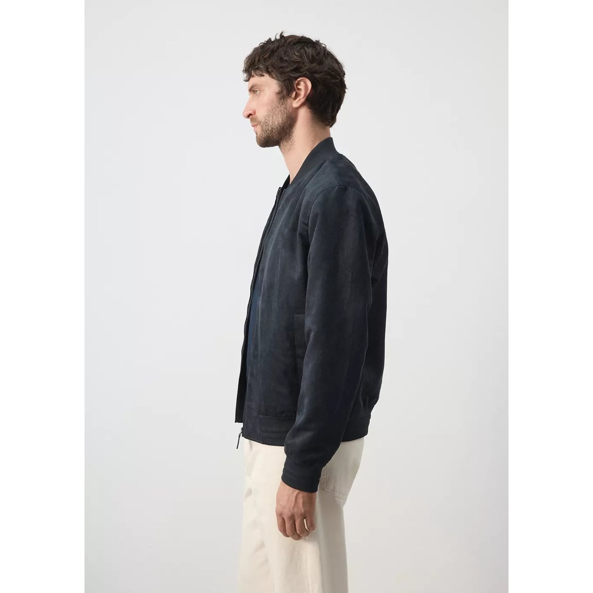 Veste bomber effet daim bleu marine, MANGO MAN