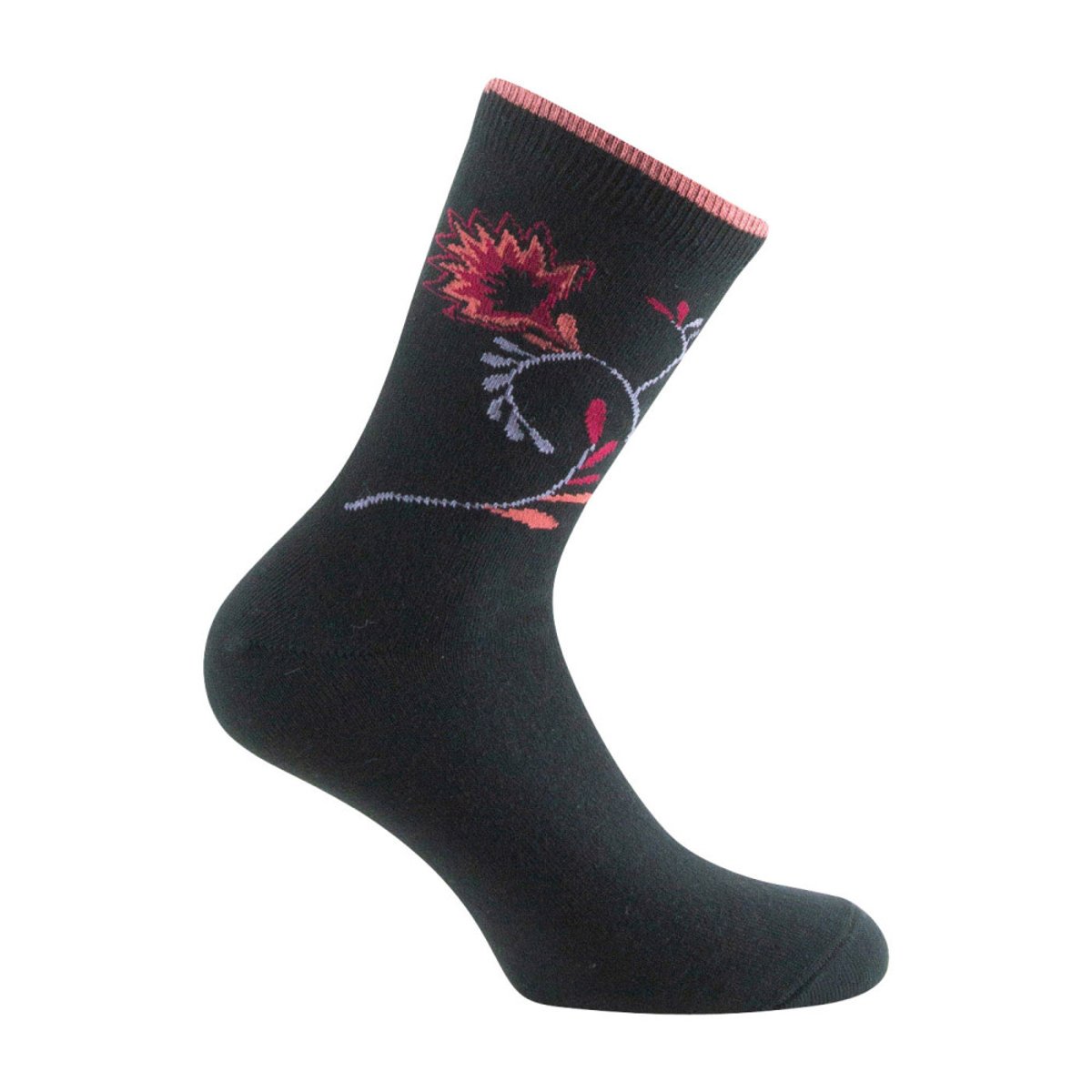 Pack de 3 mi-chaussettes jersey fantaisie Fleurs, Pois et Fantaisie de mailles Coton majoritaire noir, KINDY