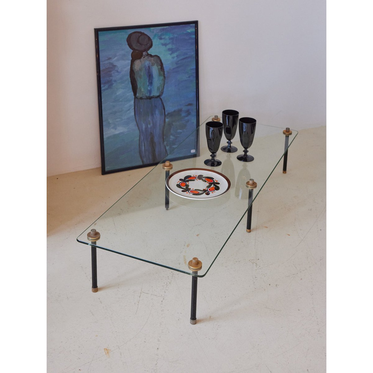 Table basse en verre vintage Donna N°1090 - Bon état transparent, DEBONGOUT