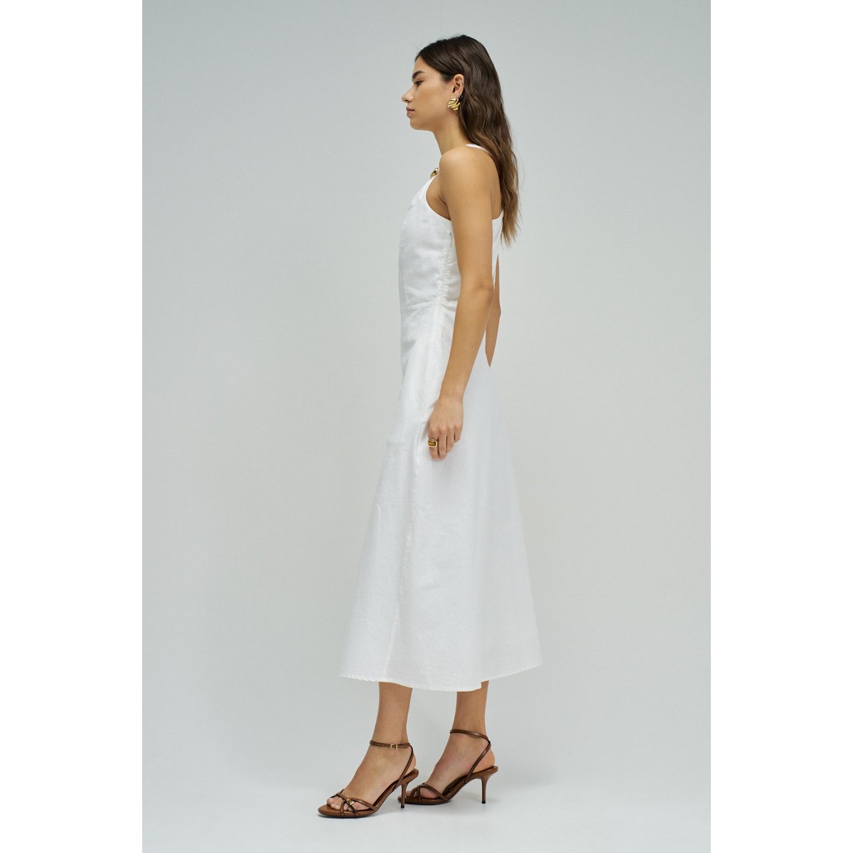ROBE MIDI EN LIN blanc, SALSA JEANS