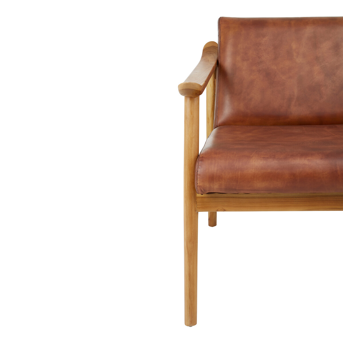 Brown Cow Leather and Natural Teak Wood Mid Century Chair brown , FIFTY FIVE SOUTH
