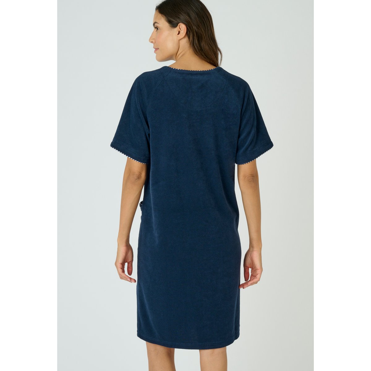 Robe d'intérieur en bouclette bleu marine, DAMART