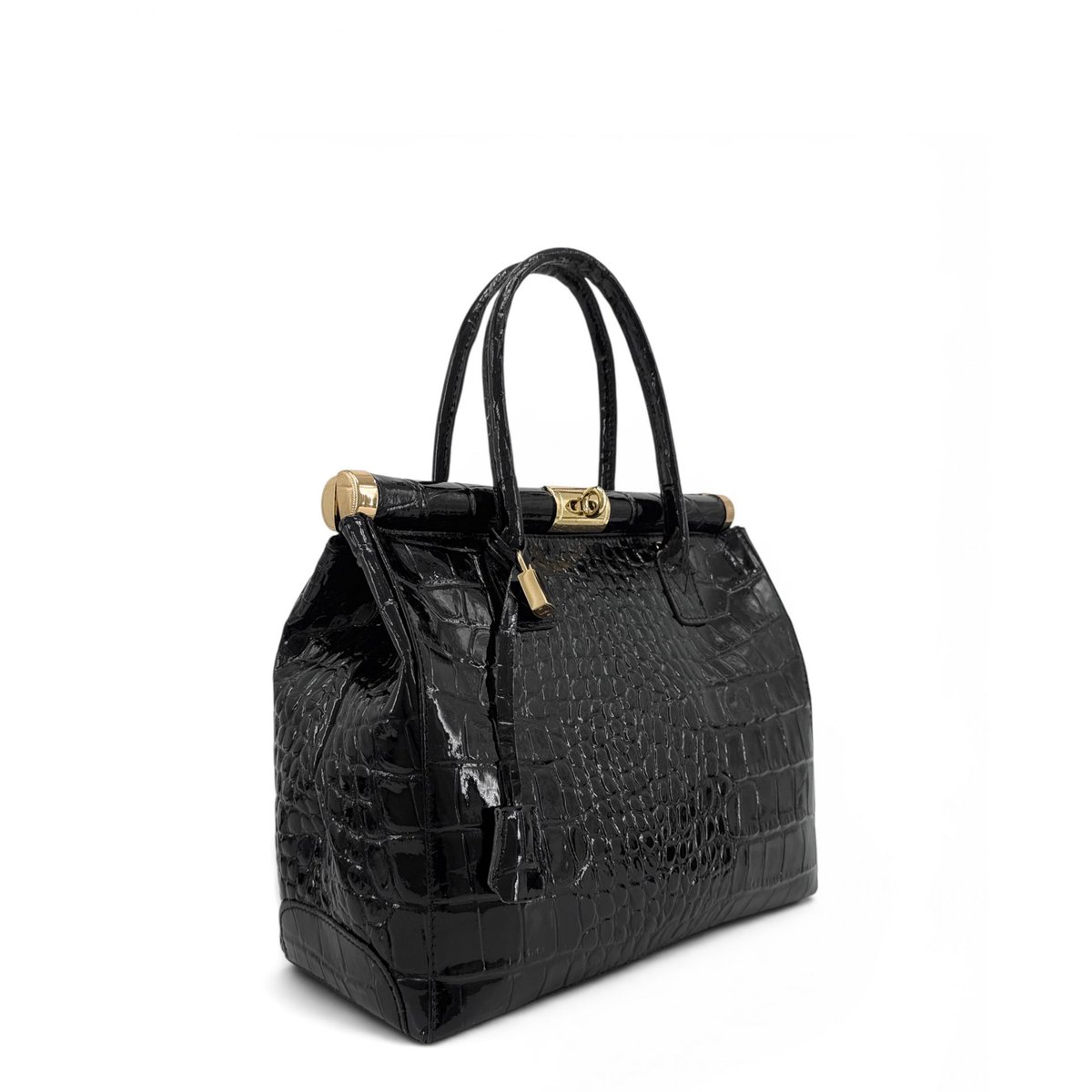 Sac à main en cuir à motif crocodile TROCADERO CROCO noir, OH MY BAG