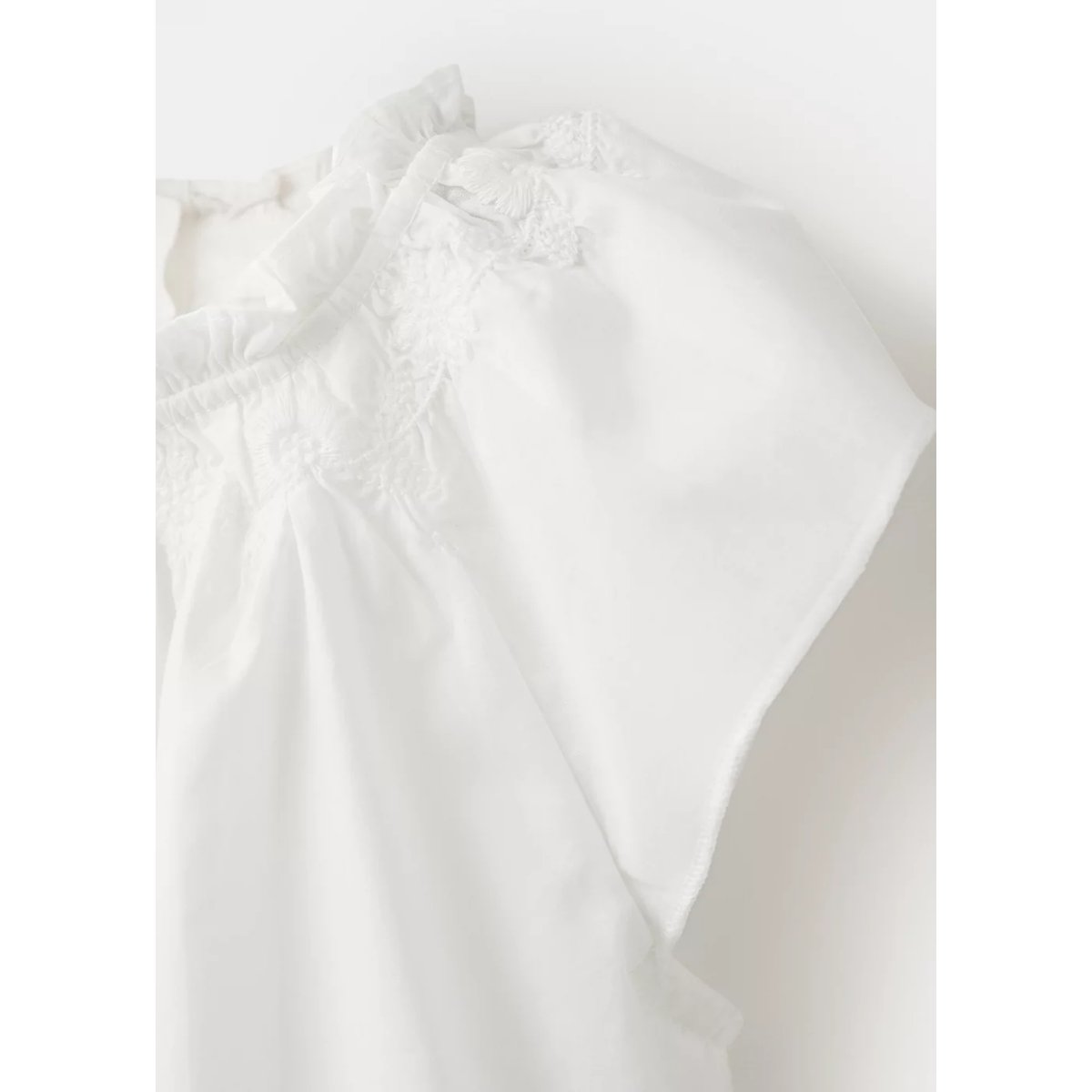 Blouse en coton à bas bouffant blanc, MANGO BABY