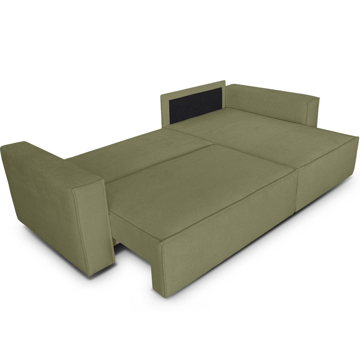 Canapé d'angle convertible 4 places en tissu chenille - LIVIA vert olive, HOMIFAB