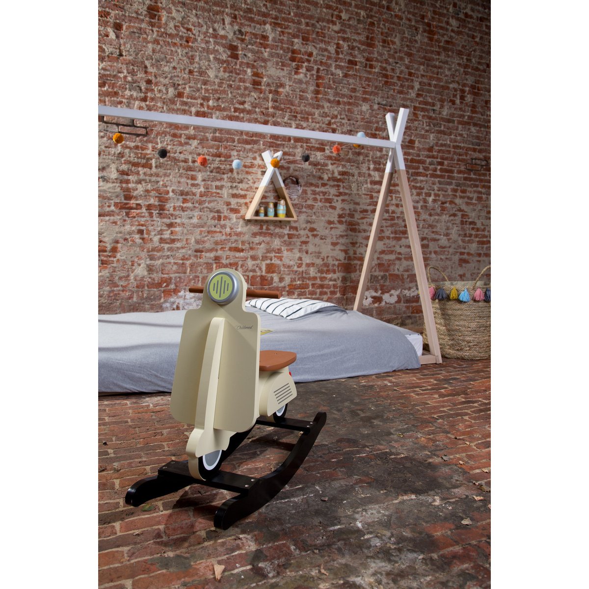 Trottinette cheval à bascule beige crème, CHILDHOME