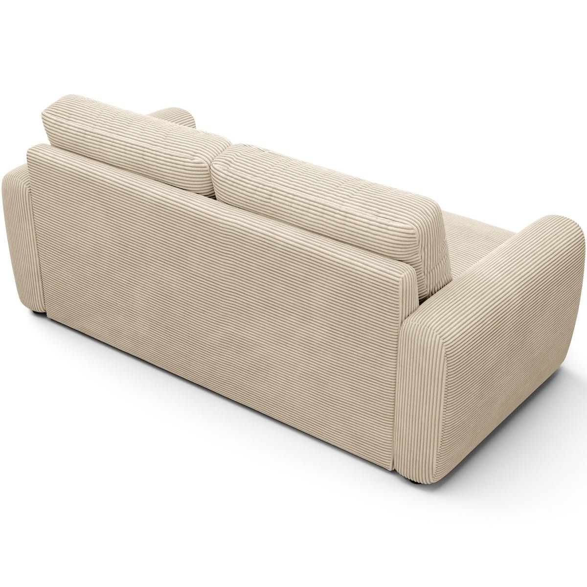 Canapé droit convertible 3 places en velours côtelé - ouverture express - SALVIA beige, HOMIFAB