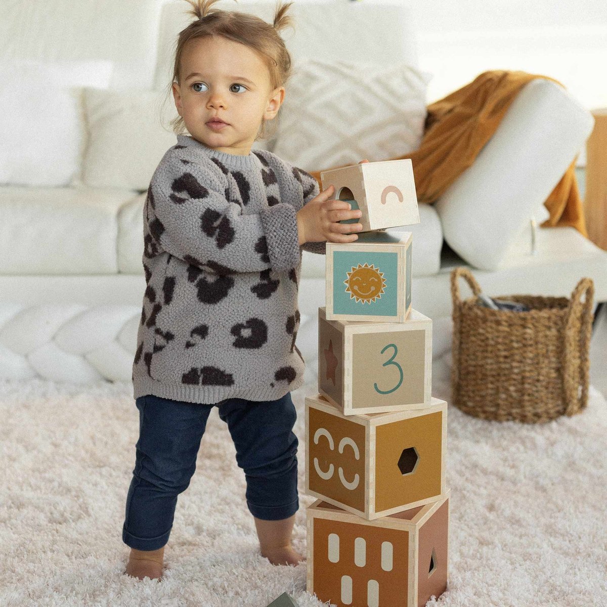 Cubes empilables en bois multicolor, TROIS KILOS SEPT