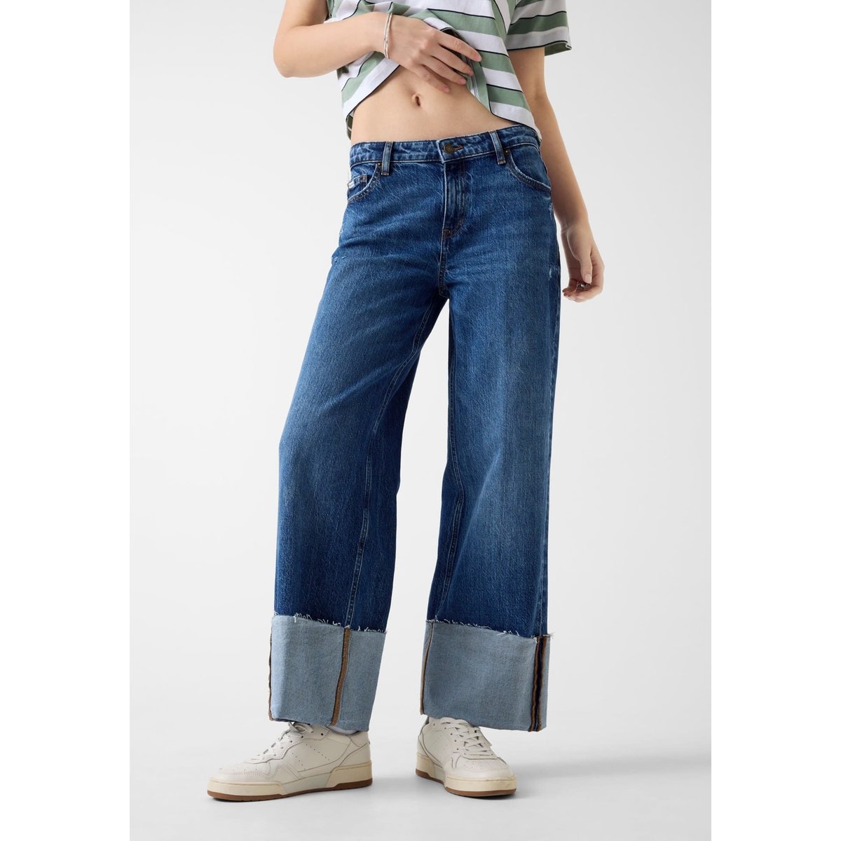 Jean Jambe Large Avec Bas Élastiqué bleu foncé, GUESS JEANS