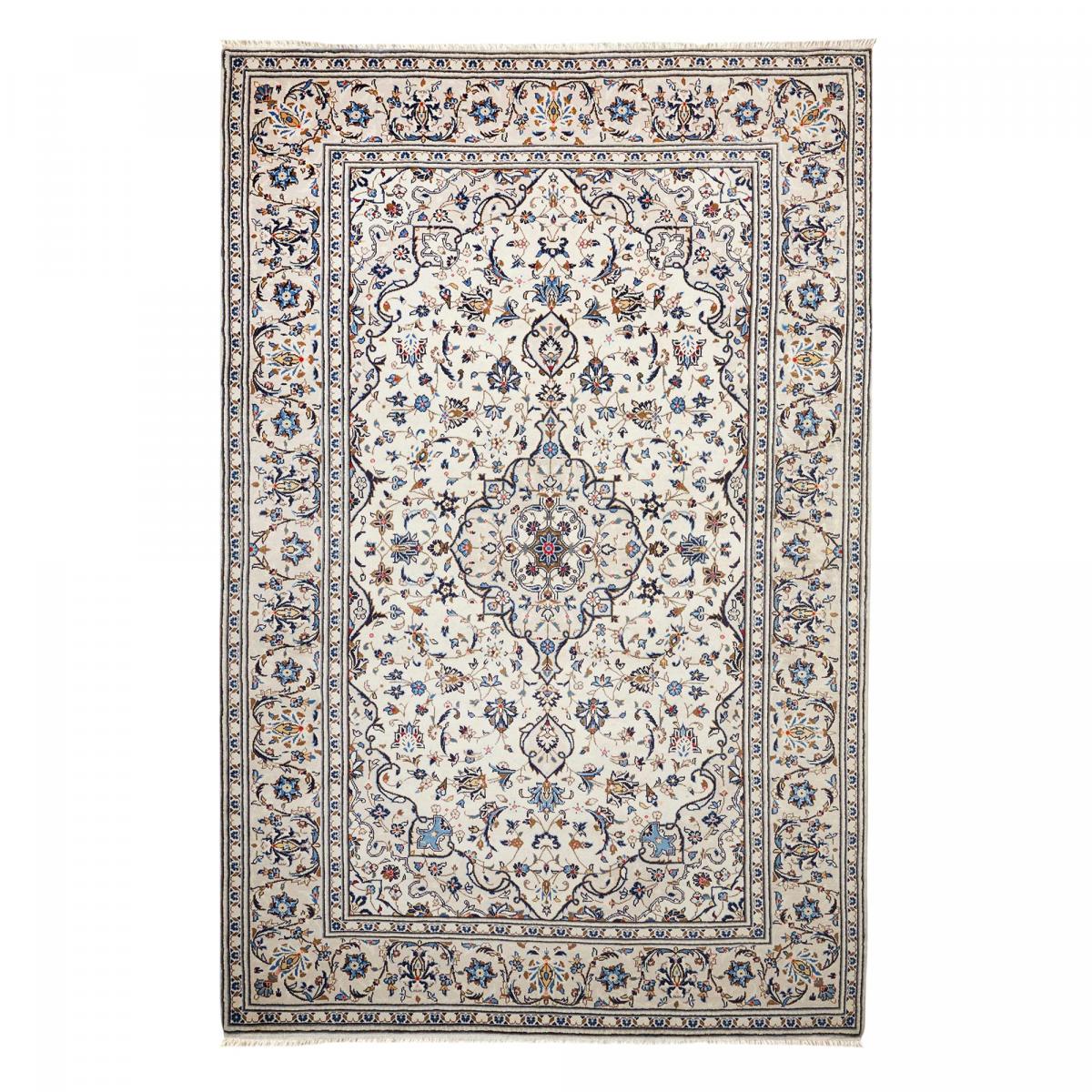 Tapis d'orient, motif oriental noué main en laine, KASHAN 2 crème, bleu, marron, UN AMOUR DE TAPIS