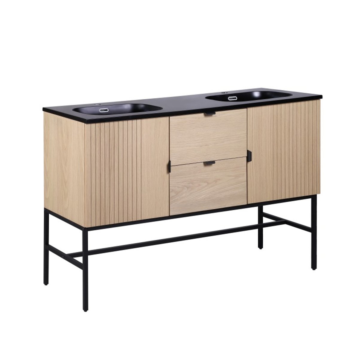 Meuble double vasque sur pieds chêne Studio bois, MOB IN