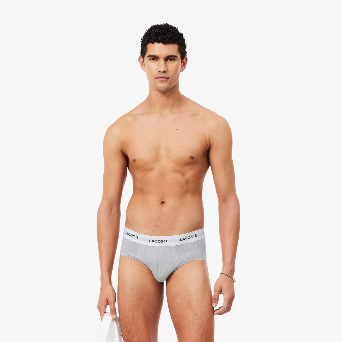 Lot de 3 slips coton stretch noir-nua, LACOSTE