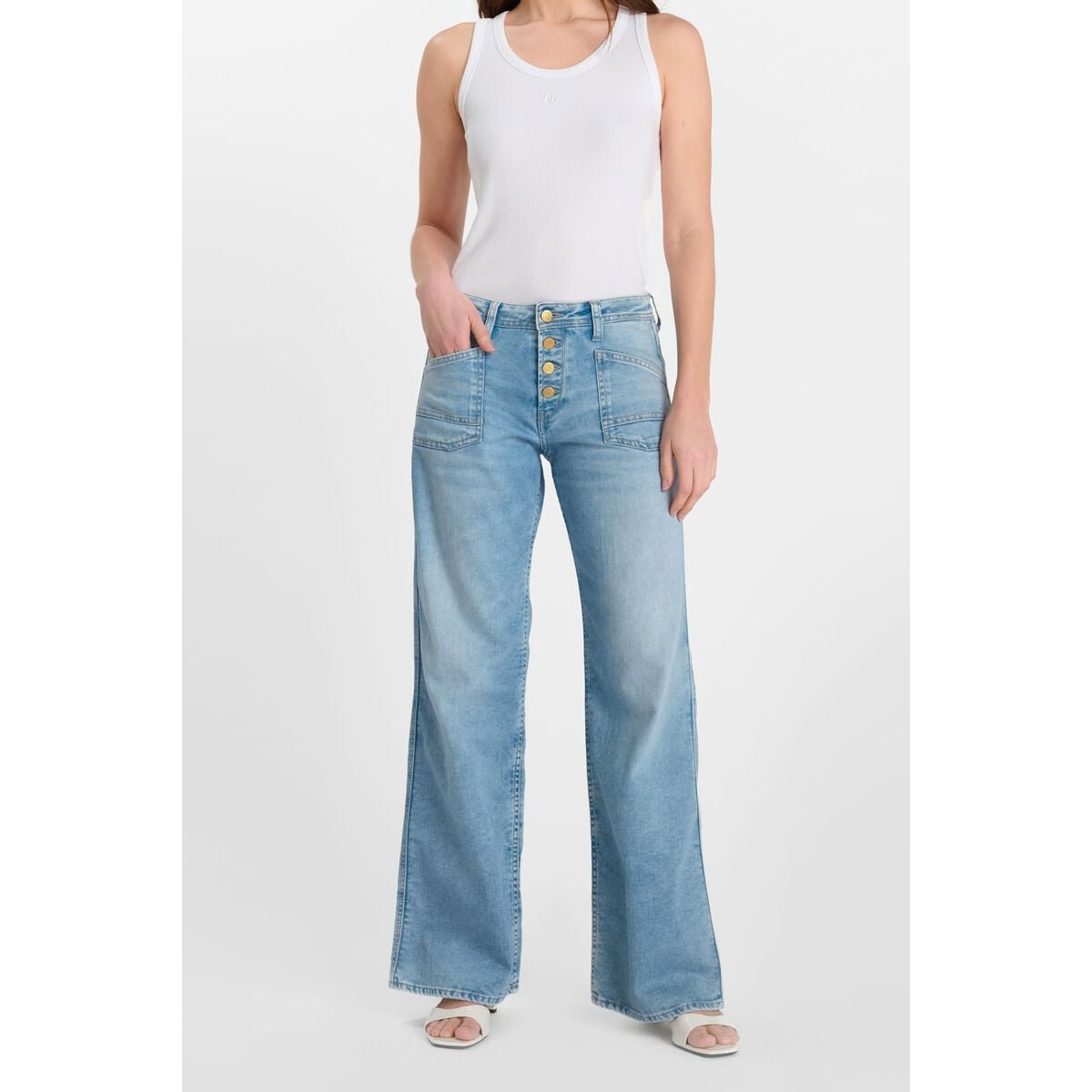 Jeans loose, large wide leg , longueur 34 blue, LE TEMPS DES CERISES